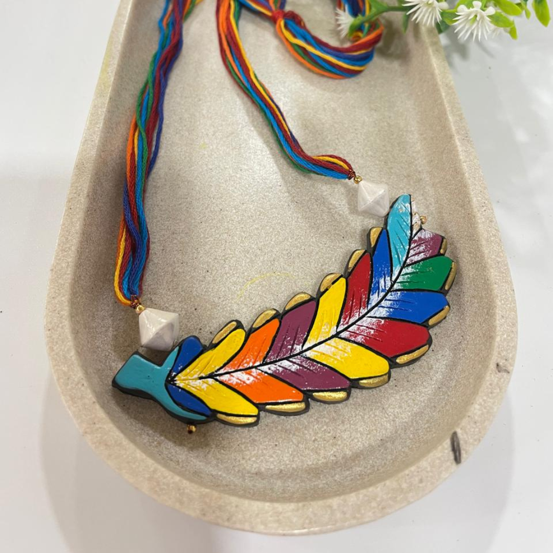 Multicolored Leaves Set | Clay Jewelry | Leaf Jewelry Set