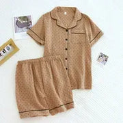 Beige Polka Dot Summer Pajama Set