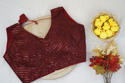 Maroon Red Full Sequin Party Wear Blouse