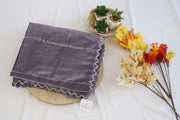 Dusty Purple Silk Saree with Silver Mirror Work Border