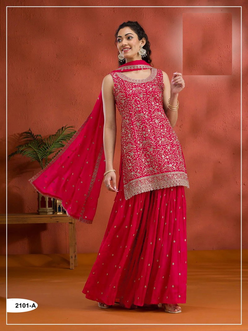 Teal Green Embroidered Sharara Suit Set