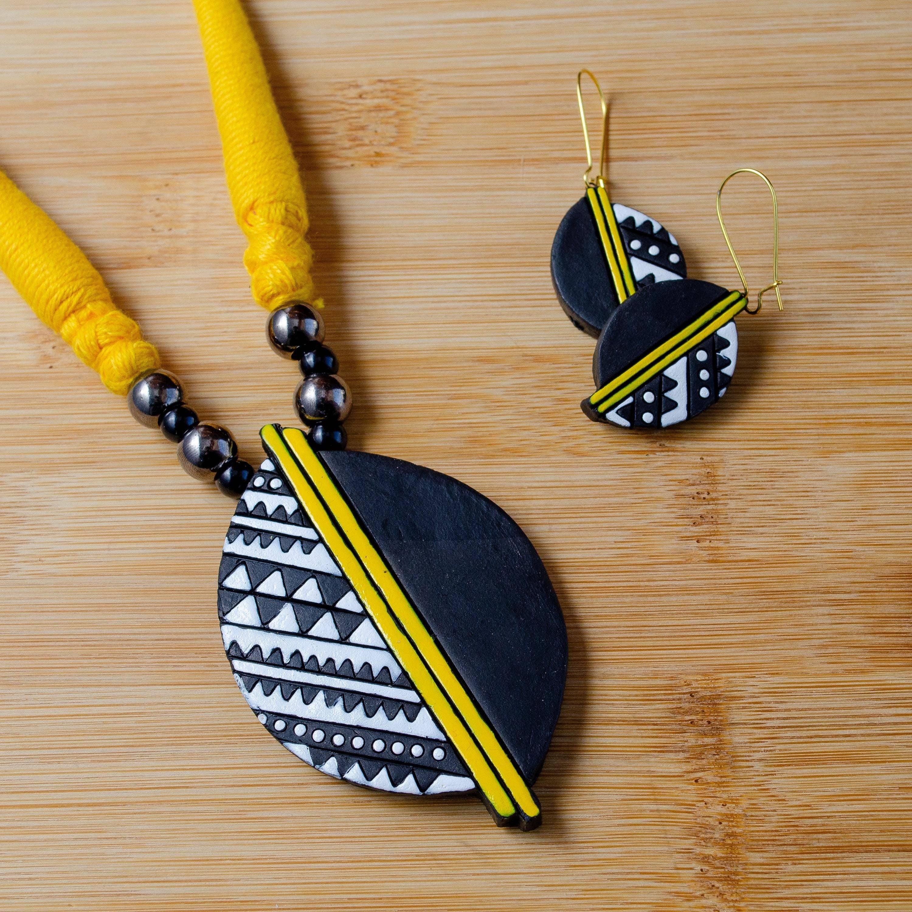 Autumn Jewelry Set | Clay Jewelry | Black Leaf Jewelry