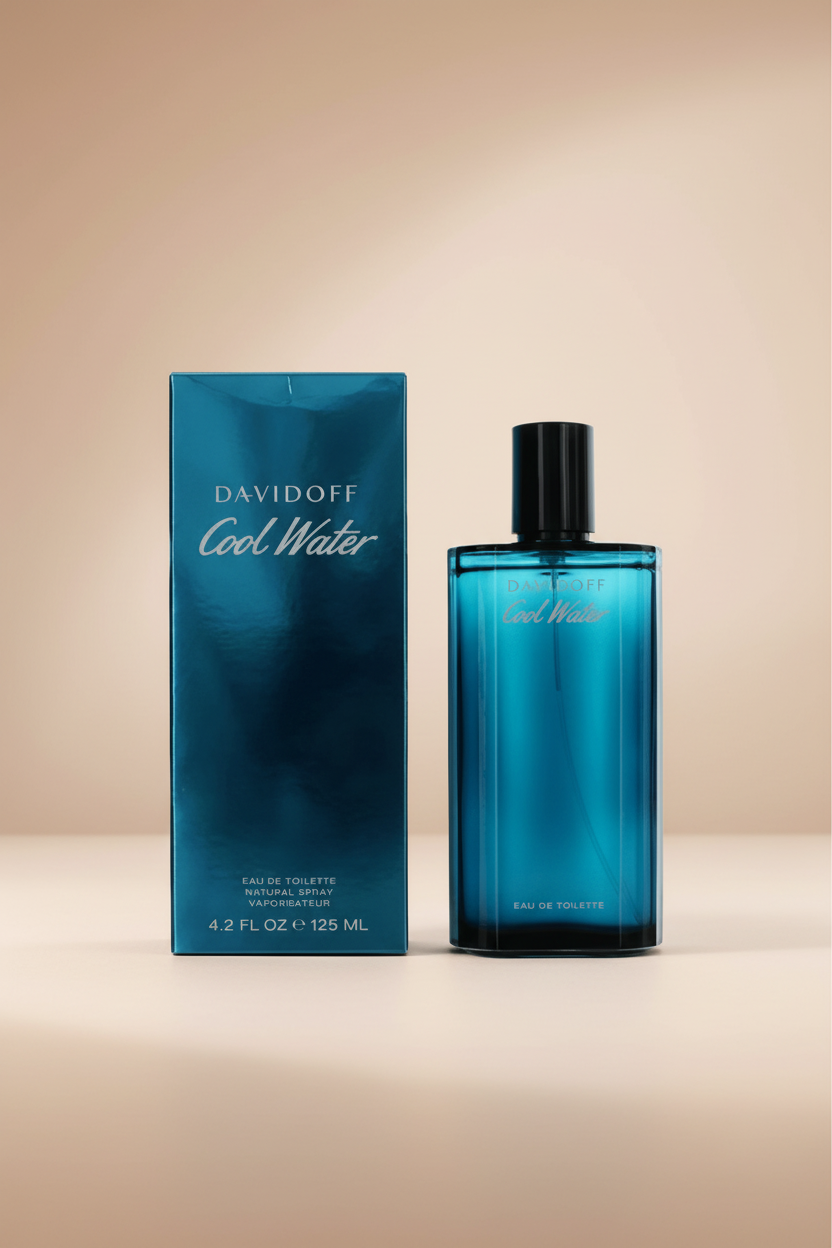 Davidoff Cool Water perfume bottle and packaging on a white background