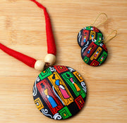 Red Oval Jewelry Set | Clay Jewelry | Geometric Jewelry