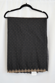 Jet Black Net Saree with Gold Bead and Sequin Embroidered Border