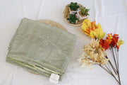 Pista Green Organza Silk Saree with Crystal Brooch Embellishment