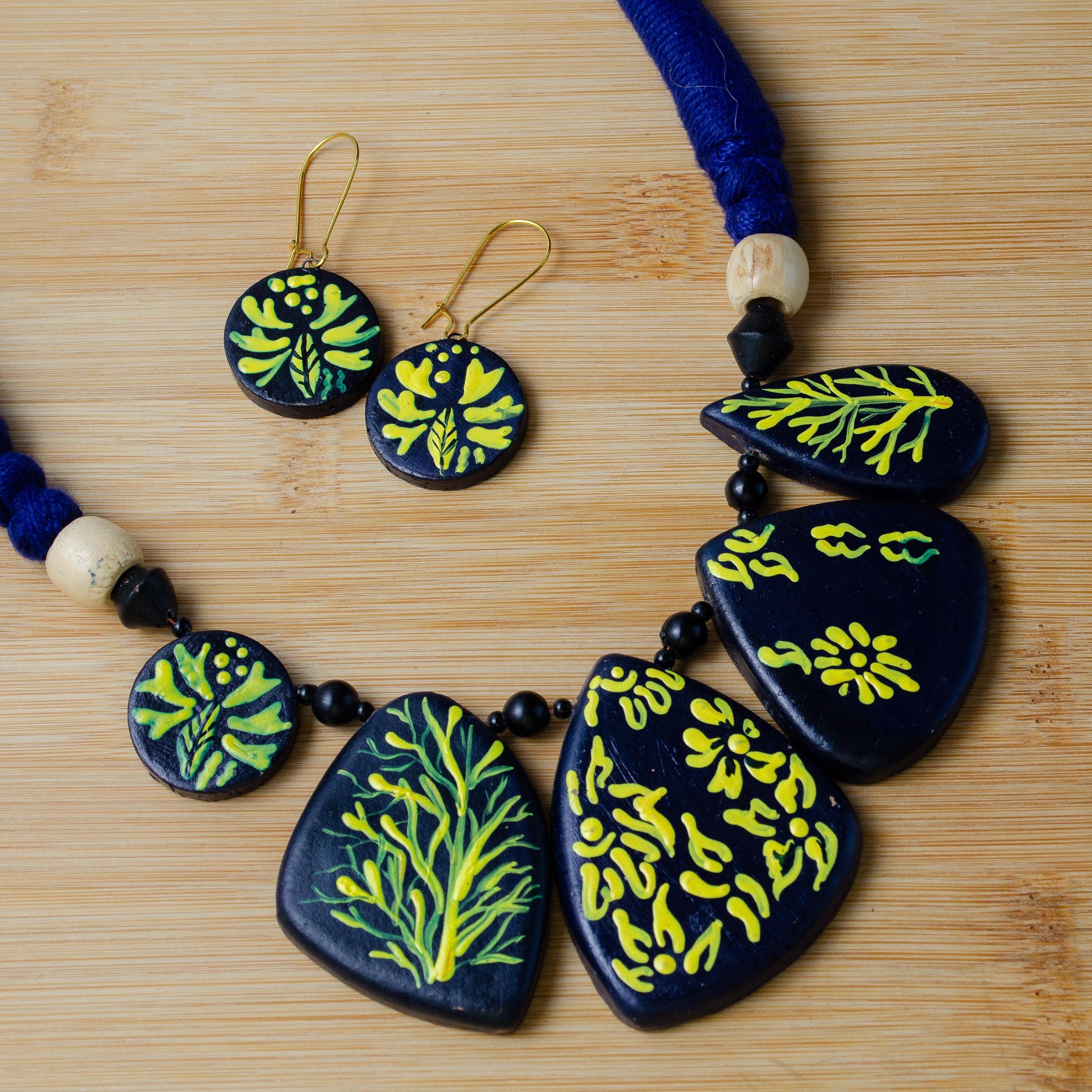 Yellow Forest Jewelry Set | Clay Jewelry | Floral Jewelry