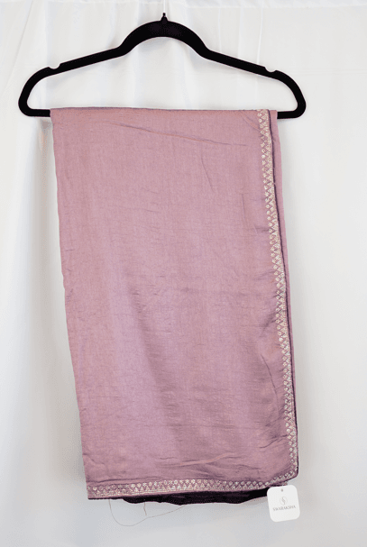 Dusty Lavender Satin Silk Saree with Diamond Zari Border