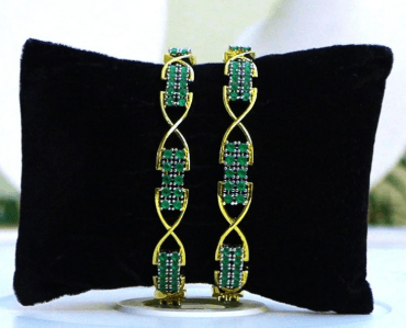 Emerald Envy Stone-Studded Bangles