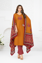 Mustard Printed Cotton Kurti Set