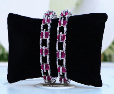 Pink Princess Diamond Cut Bangles