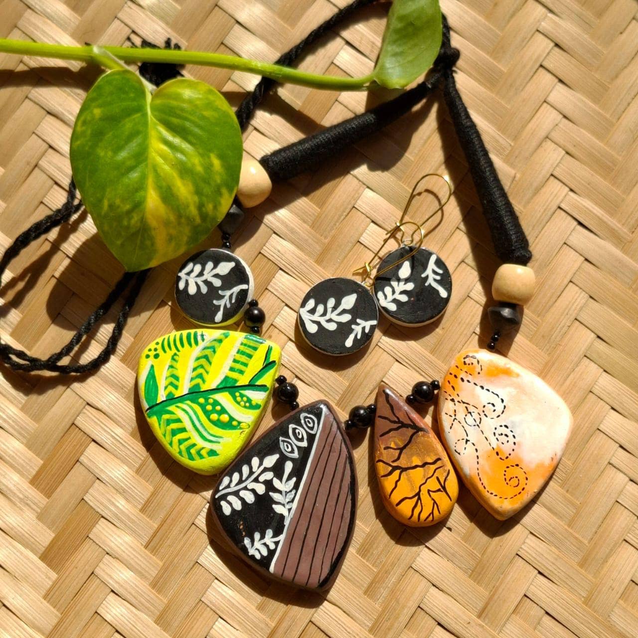 Yellow Forest Jewelry Set | Clay Jewelry | Floral Jewelry
