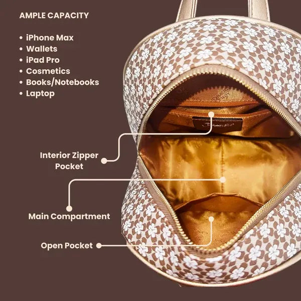 Brangio White Heart-Perforated Mini Backpack