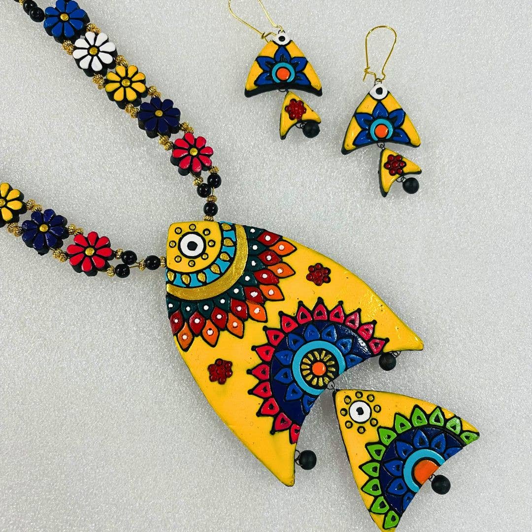 Fish Jewelry Set | Clay Jewelry | Artistic Statement Jewelry