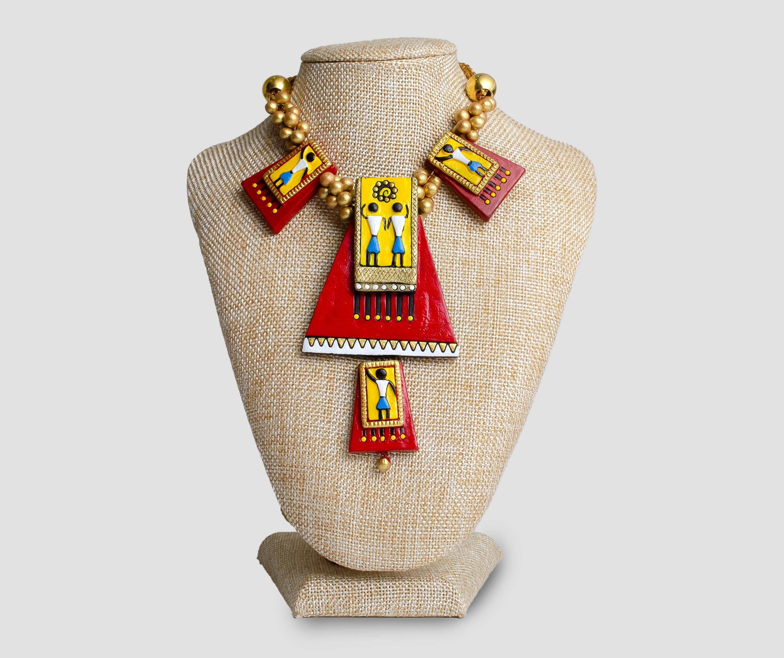 Red Pyramid Jewelry Set | Clay Jewelry | Egyptian Jewelry