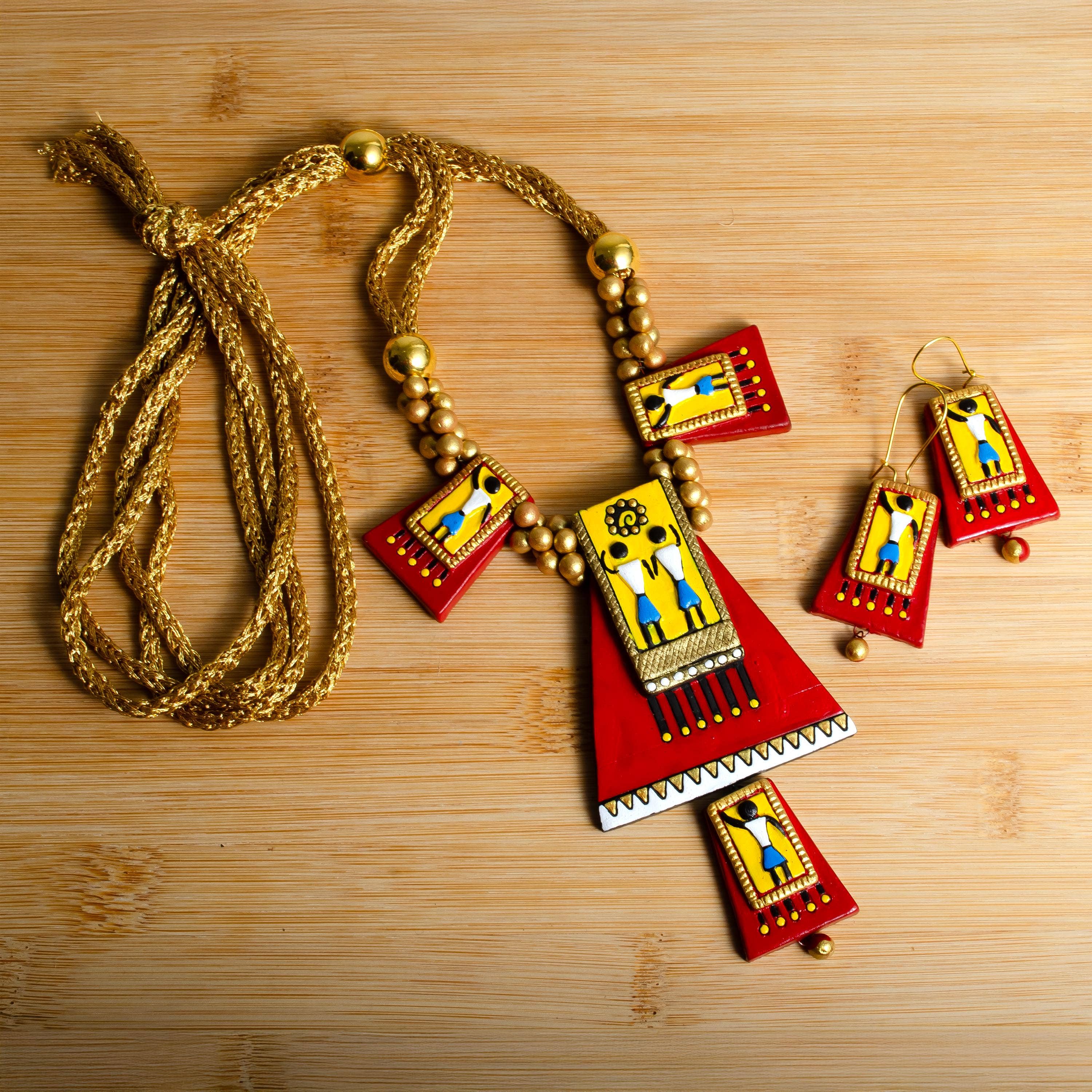 Red Pyramid Jewelry Set | Clay Jewelry | Egyptian Jewelry