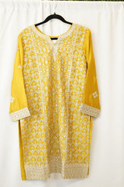 Mustard Yellow Heavy Embroidered Silk Sharara Set with Dupatta