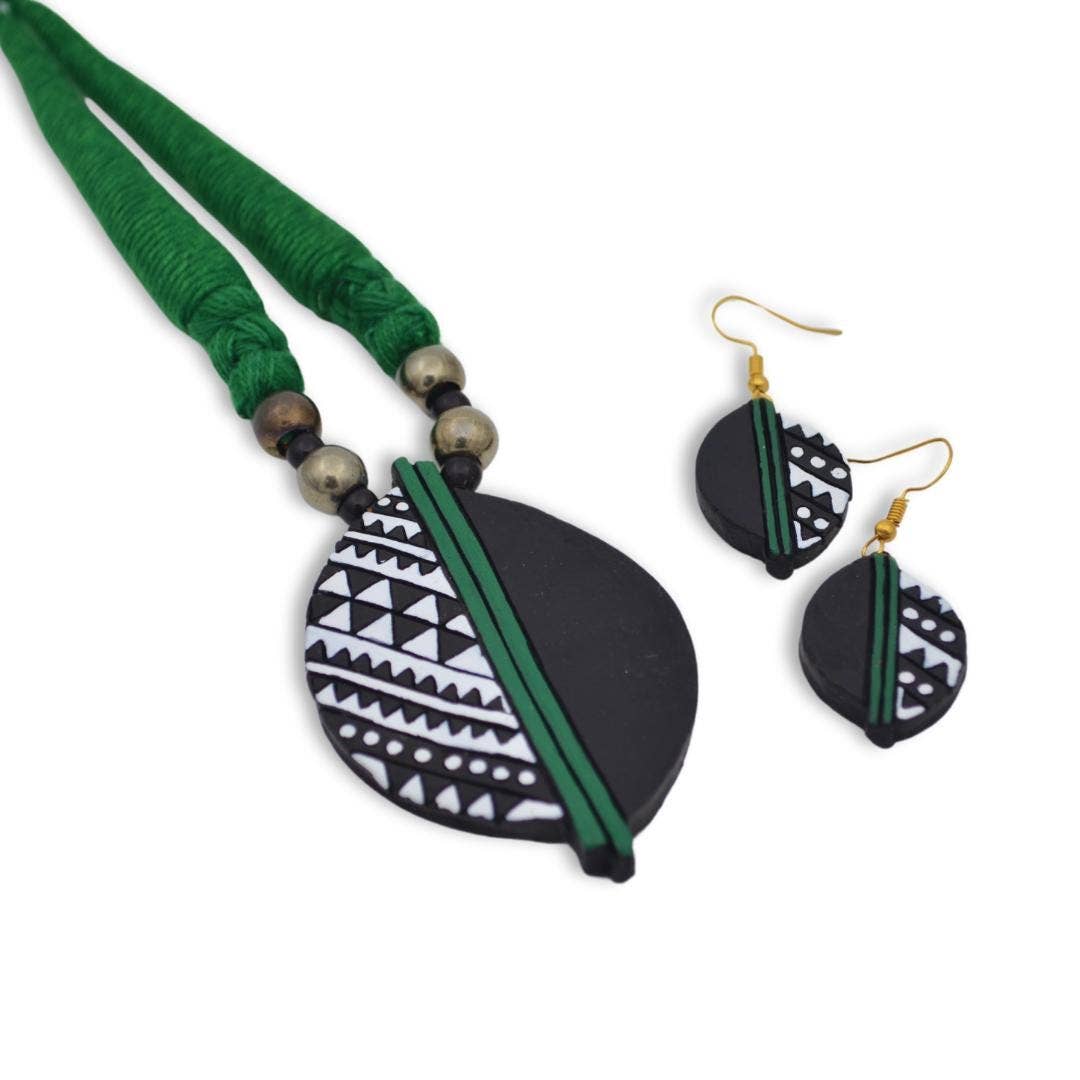 Autumn Jewelry Set | Clay Jewelry | Black Leaf Jewelry