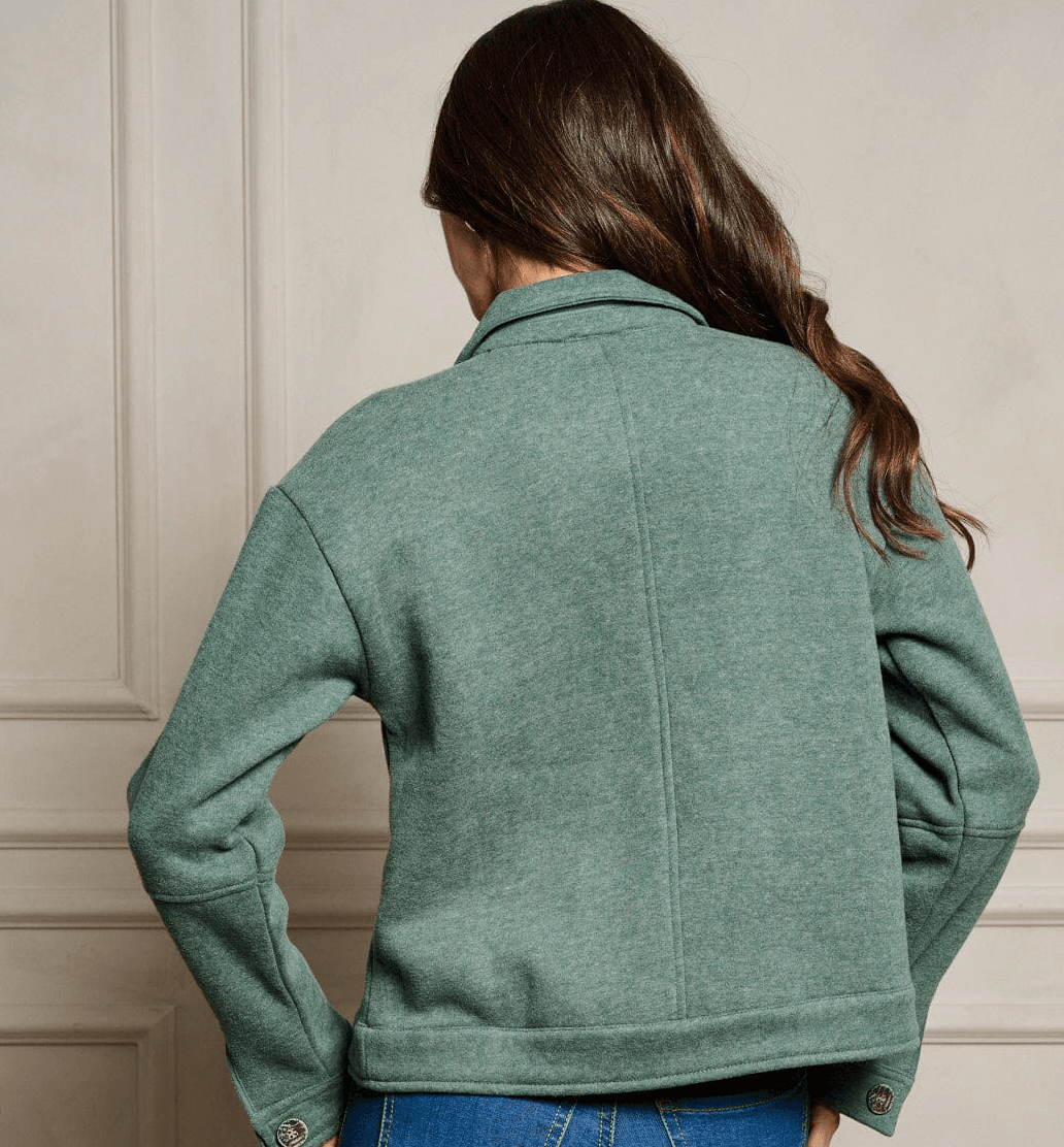 Hunter Green Button-Up Pocket Jacket