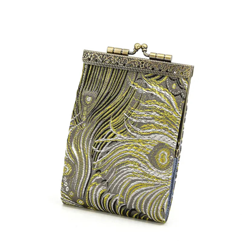 Peacock Feather Brocade Metal Clasp Wallet